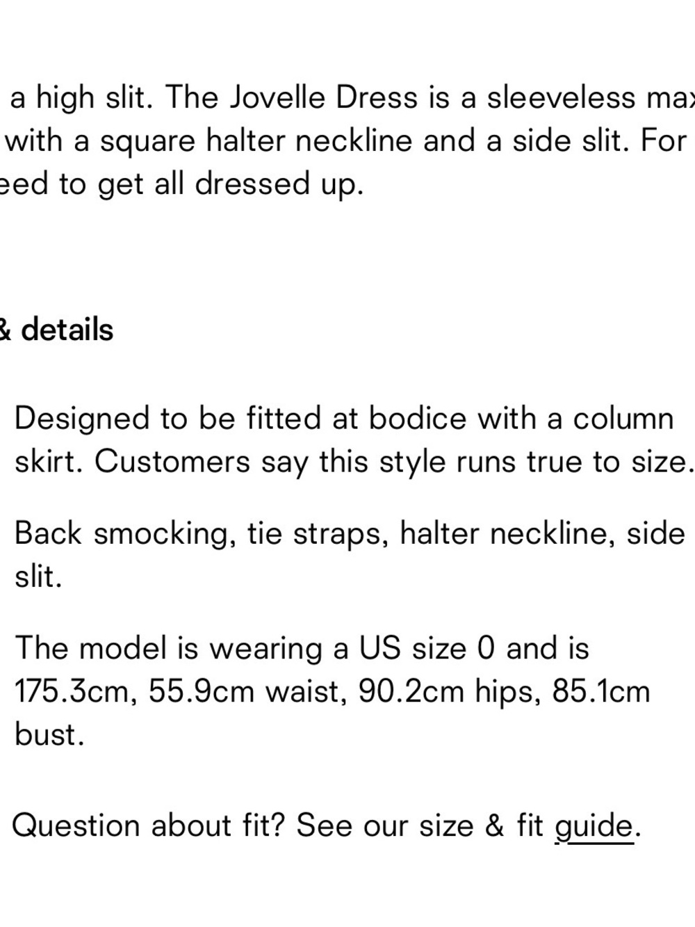 Reformation Jovelle Halter Structured top Square neckline Slit Dress - Picture 11 of 12